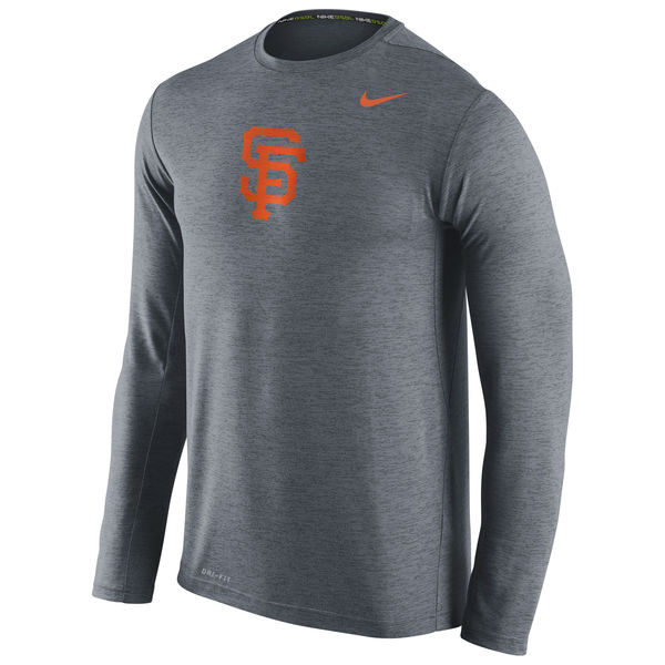 San Francisco Giants Nike Stadium Dri-Fit Touch Long Sleeve Men's T-Shirt Anthracite - Click Image to Close
