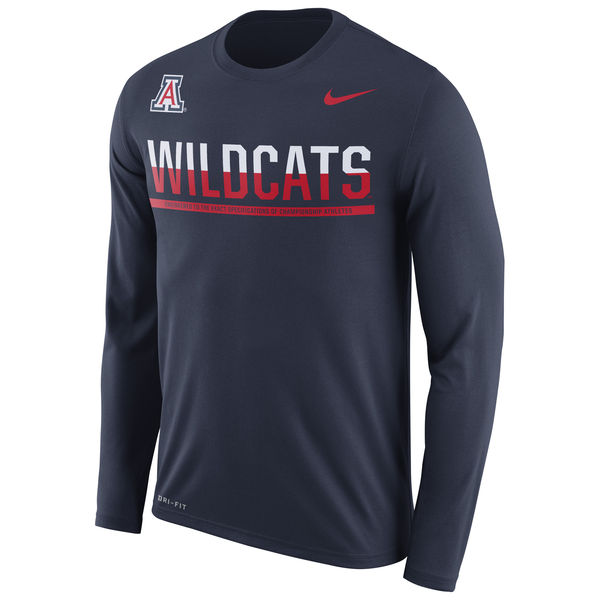 Arizona Wildcats Nike 2016 Staff Sideline Dri-Fit Legend Long Sleeve T-Shirt Navy