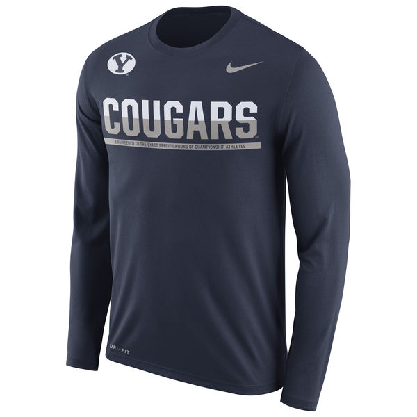 BYU Cougars Nike 2016 Staff Sideline Dri-Fit Legend Long Sleeve T-Shirt Navy
