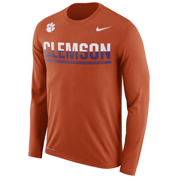 Clemson Tigers Nike 2016 Staff Sideline Legend Dri-Fit Long Sleeve T-Shirt Orange
