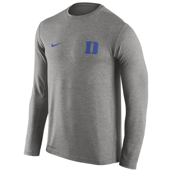 Duke Blue Devils Nike Stadium Dri-Fit Touch Long Sleeve T-Shirt Heather Grey