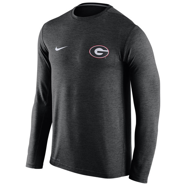 Georgia Bulldogs Nike Stadium Dri-Fit Touch Long Sleeve T-Shirt Black - Click Image to Close