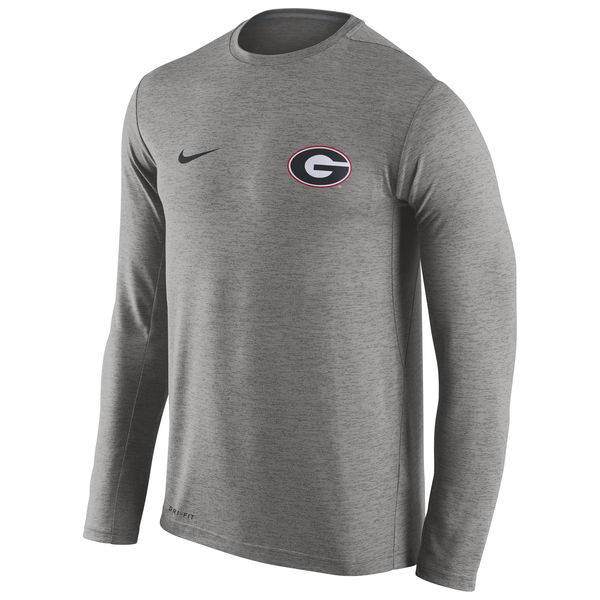 Georgia Bulldogs Nike Stadium Dri-Fit Touch Long Sleeve T-Shirt Grey - Click Image to Close