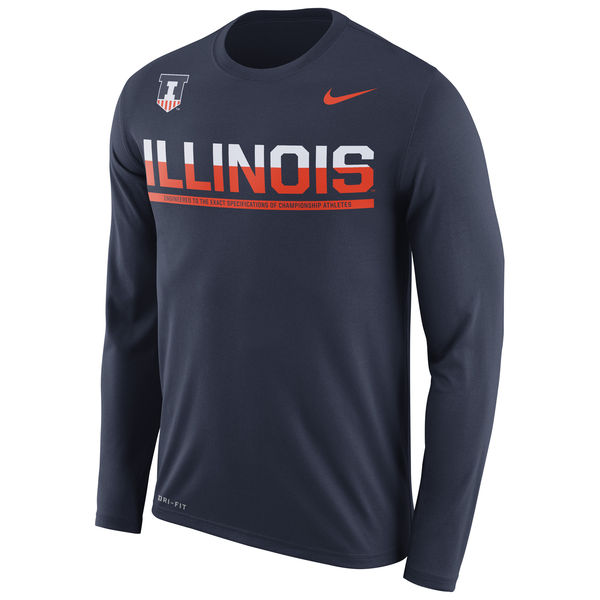 Illinois Fighting Illini Nike 2016 Staff Sideline Dri-Fit Legend Long Sleeve T-Shirt Navy