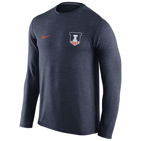 Illinois Fighting Illini Nike Stadium Dri-Fit Touch Long Sleeve T-Shirt Navy