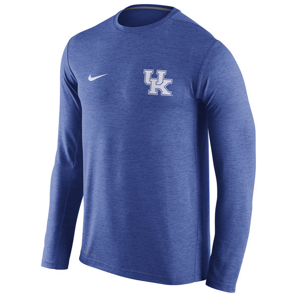 Kentucky Wildcats Nike Stadium Dri-Fit Touch Long Sleeve T-Shirt Royal - Click Image to Close