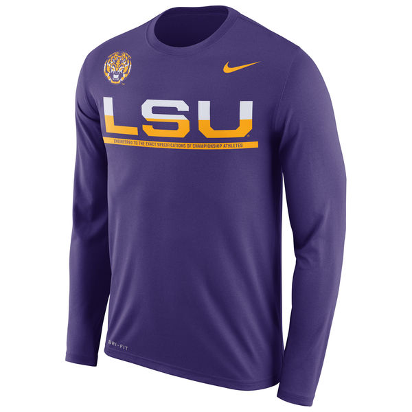 LSU Tigers Nike 2016 Staff Sideline Dri-Fit Legend Long Sleeve T-Shirt Purple - Click Image to Close