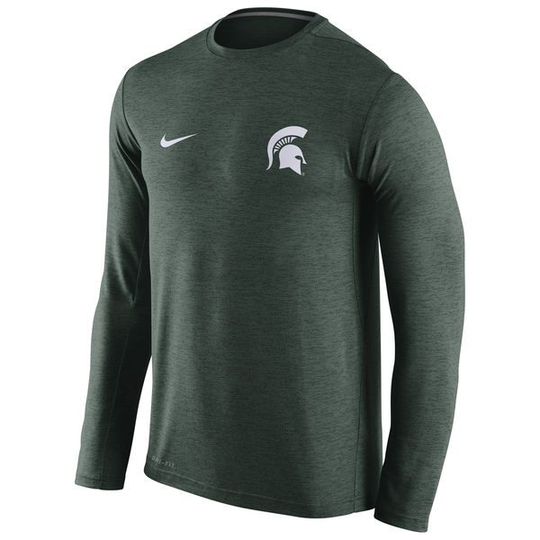 Michigan State Spartans Nike Stadium Dri-Fit Touch Long Sleeve T-Shirt Green - Click Image to Close