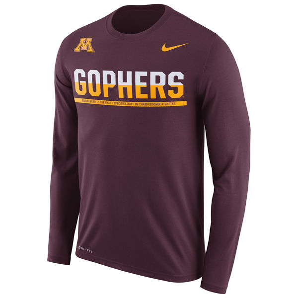 Minnesota Golden Gophers Nike 2016 Staff Sideline Dri-Fit Legend Long Sleeve T-Shirt Maroon