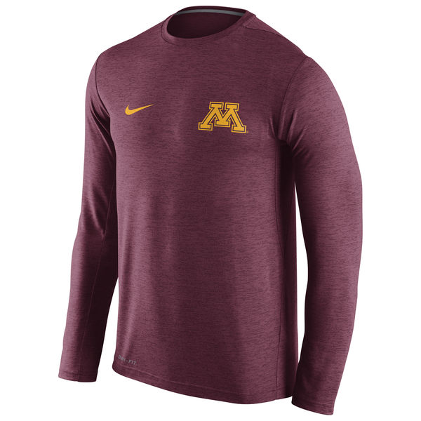 Minnesota Golden Gophers Nike Stadium Dri-Fit Touch Long Sleeve T-Shirt Maroon - Click Image to Close
