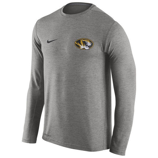 Missouri Tigers Nike Stadium Dri-Fit Touch Long Sleeve T-Shirt Grey - Click Image to Close