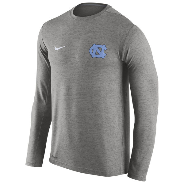North Carolina Tar Heels Nike Stadium Dri-Fit Touch Long Sleeve T-Shirt Grey - Click Image to Close