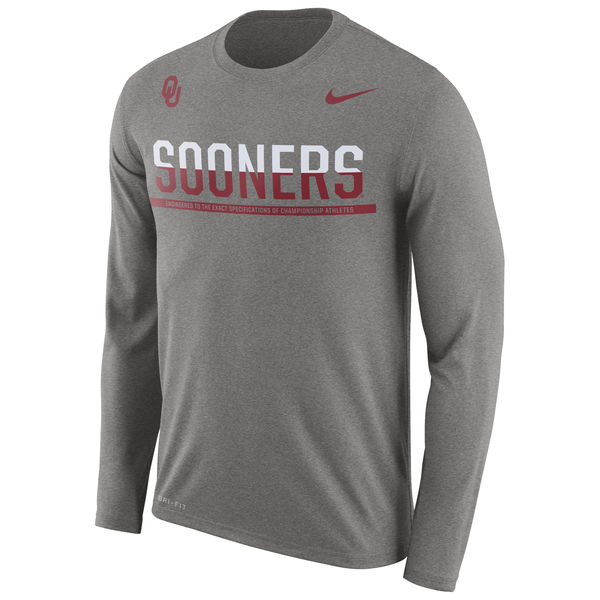 Oklahoma Sooners Nike 2016 Staff Sideline Dri-Fit Legend Long Sleeve T-Shirt Gray