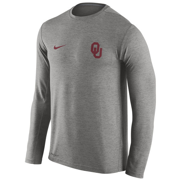 Oklahoma Sooners Nike Stadium Dri-Fit Touch Long Sleeve T-Shirt Grey - Click Image to Close