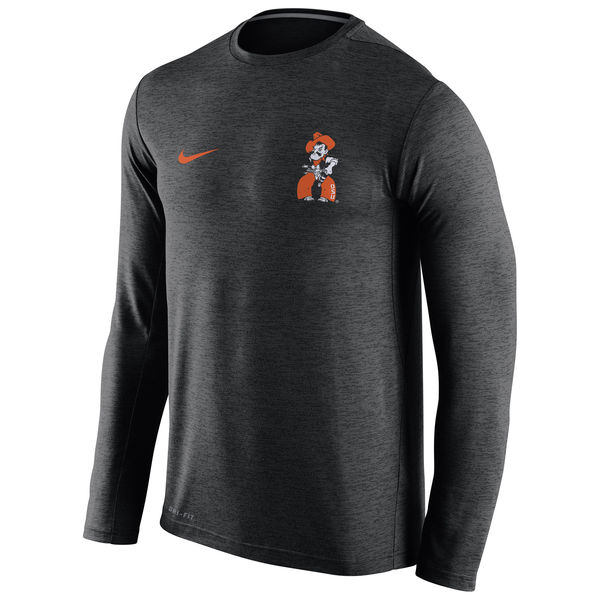 Oklahoma State Cowboys Nike Stadium Dri-Fit Touch Long Sleeve T-Shirt Black - Click Image to Close
