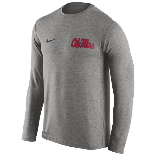 Ole Miss Rebels Nike Stadium Dri-Fit Touch Long Sleeve T-Shirt Grey - Click Image to Close
