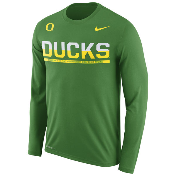 Oregon Ducks Nike 2016 Staff Sideline Dri-Fit Legend Long Sleeve T-Shirt Apple Green