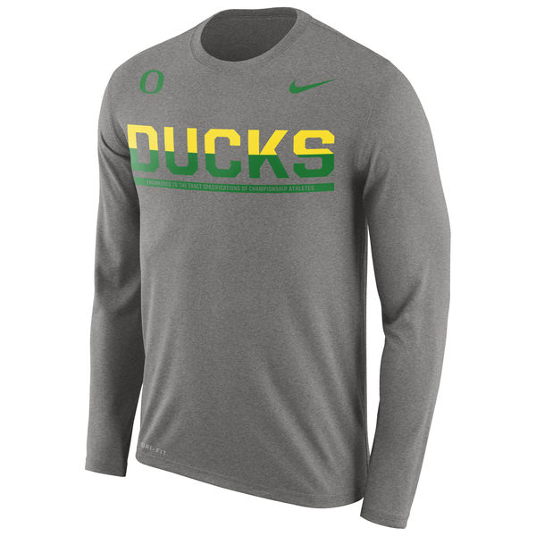 Oregon Ducks Nike 2016 Staff Sideline Dri-Fit Legend Long Sleeve T-Shirt Gray