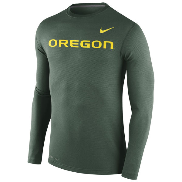 Oregon Ducks Nike Stadium Dri-Fit Touch Long Sleeve T-Shirt Green - Click Image to Close