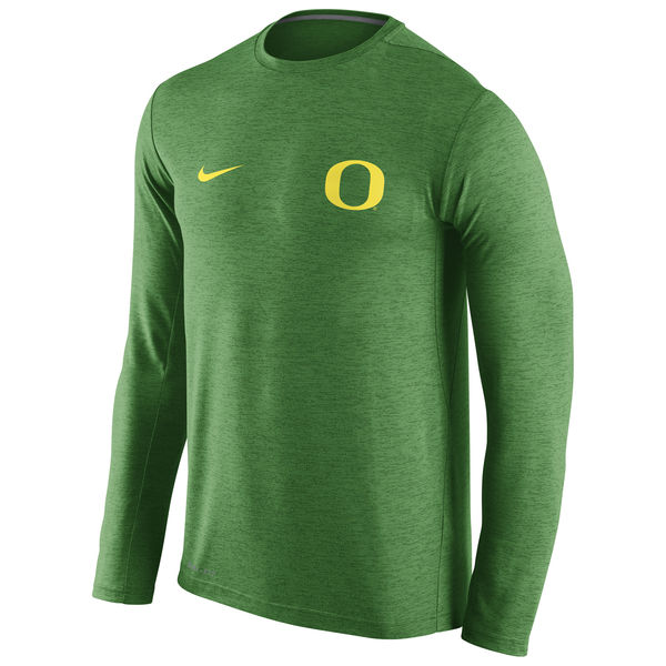 Oregon Ducks Nike Stadium Dri-Fit Touch Long Sleeve T-Shirt Heather Green