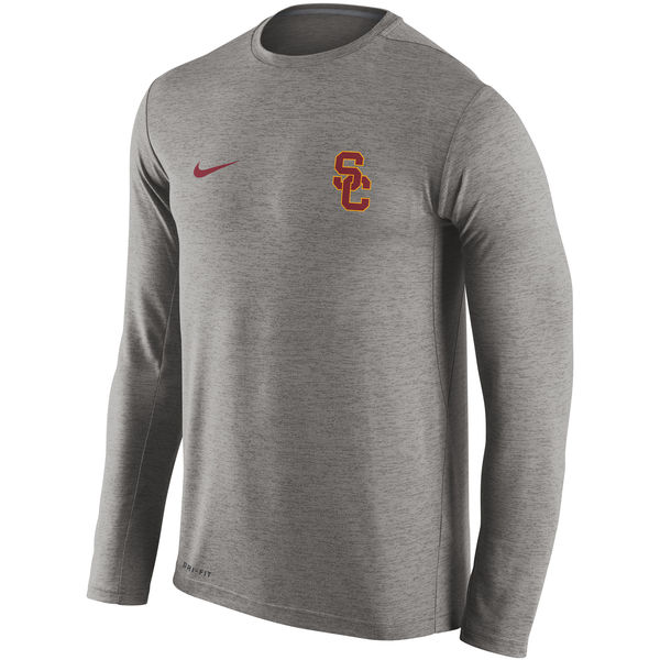 USC Trojans Nike Stadium Dri-Fit Touch Long Sleeve T-Shirt Grey