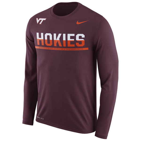 Virginia Tech Hokies Nike 2016 Staff Sideline Dri-Fit Legend Long Sleeve T-Shirt Maroon