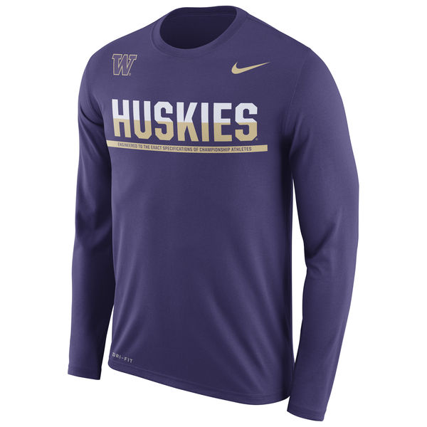 Washington Huskies Nike 2016 Staff Sideline Dri-Fit Legend Long Sleeve T-Shirt Purple