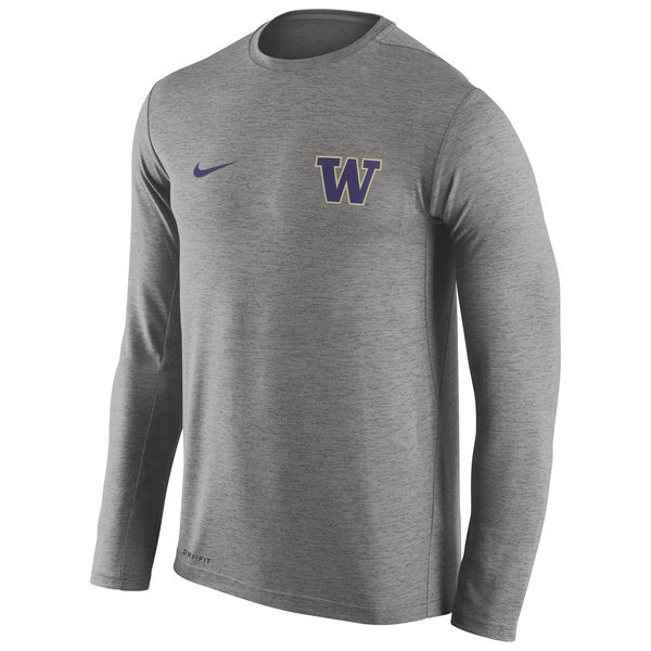Washington Huskies Nike Stadium Dri-Fit Touch Long Sleeve T-Shirt Grey