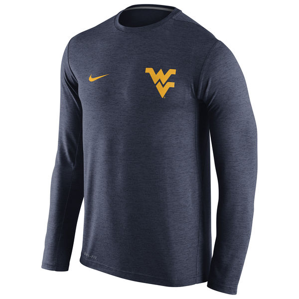 West Virginia Mountaineers Nike Stadium Dri-Fit Touch Long Sleeve T-Shirt Heather Navy