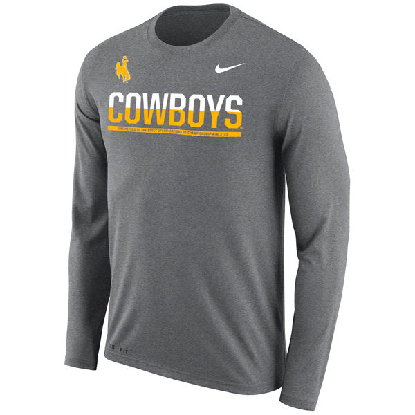 Wyoming Cowboys Nike 2016 Staff Sideline Dri-Fit Legend Long Sleeve T-Shirt Charcoal