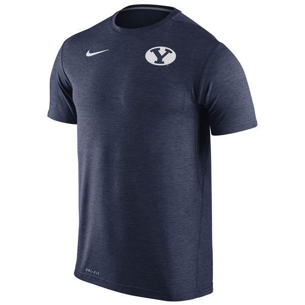 BYU Cougars Nike Stadium Dri-Fit Touch T-Shirt Heather Navy - Click Image to Close