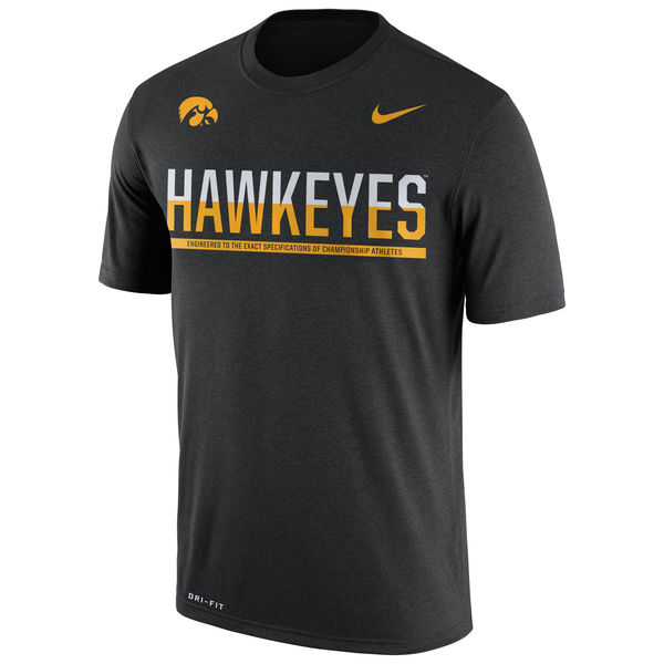 Iowa Hawkeyes Nike 2016 Staff Sideline Dri-Fit Legend T-Shirt Black - Click Image to Close