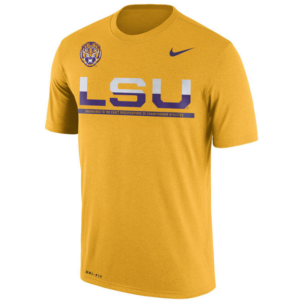 LSU Tigers Nike 2016 Staff Sideline Dri-Fit Legend T-Shirt Gold - Click Image to Close