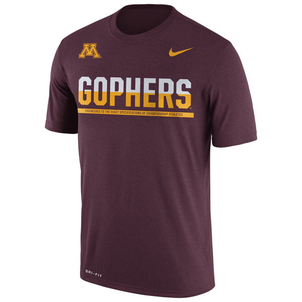 Minnesota Golden Gophers Nike 2016 Staff Sideline Dri-Fit Legend T-Shirt Maroon - Click Image to Close