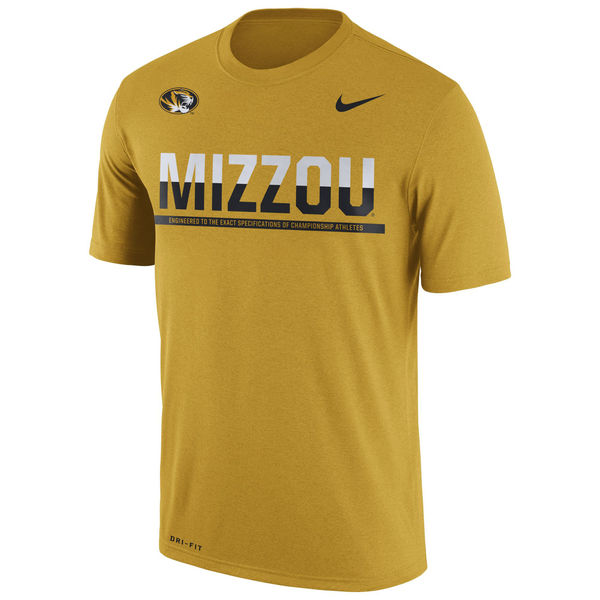 Missouri Tigers Nike 2016 Staff Sideline Dri-Fit Legend T-Shirt Gold - Click Image to Close