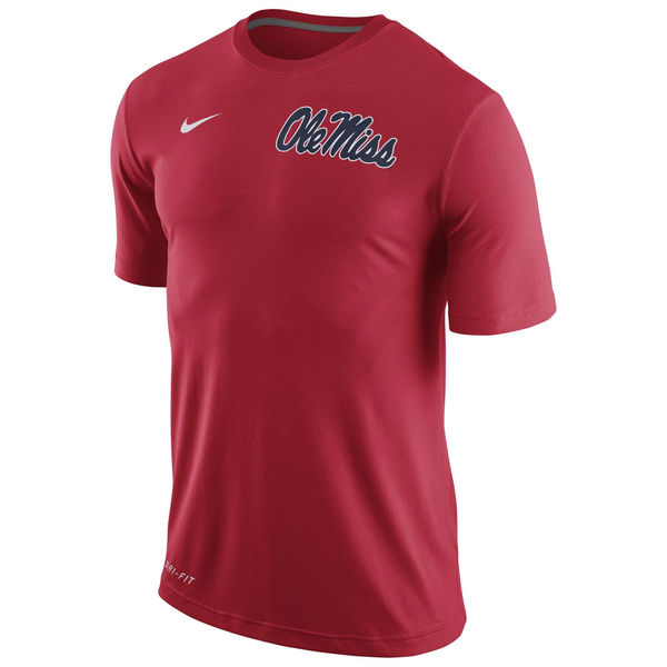 Ole Miss Rebels Nike Stadium Dri-Fit Touch T-Shirt Red - Click Image to Close