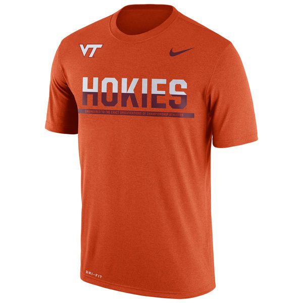 Virginia Tech Hokies Nike 2016 Staff Sideline Dri-Fit Legend T-Shirt Orange - Click Image to Close