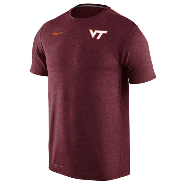 Virginia Tech Hokies Nike Stadium Dri-Fit Touch T-Shirt Heather Maroon - Click Image to Close