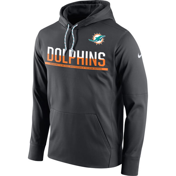 Miami Dolphins Nike Sideline Circuit Pullover Performance Hoodie Anthracite - Click Image to Close
