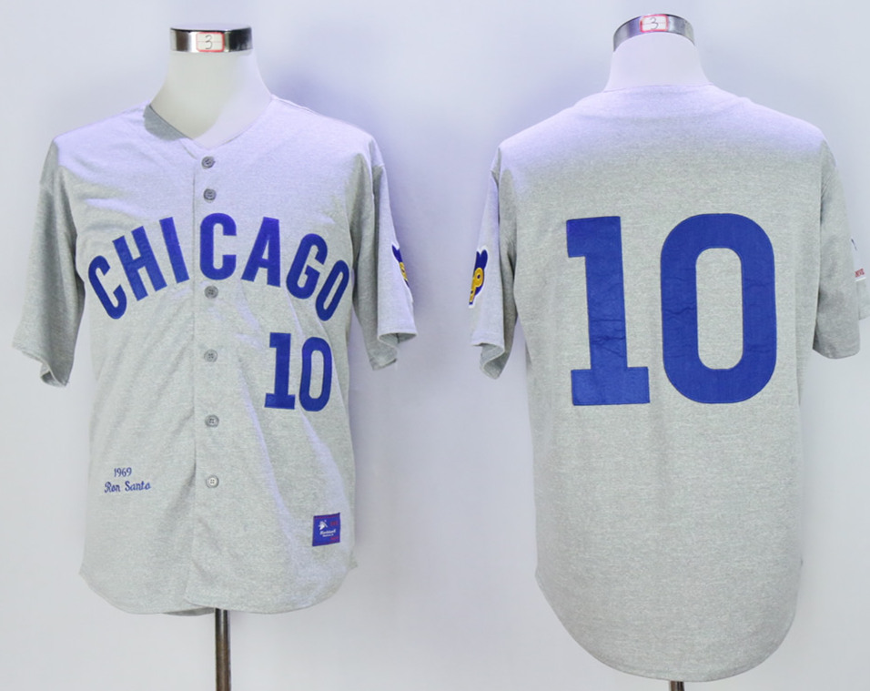 Cubs 10 Ron Santo Grey 1969 Throwback Jersey Cubs 10 Ron Santo Grey 1969 Throwback Jersey