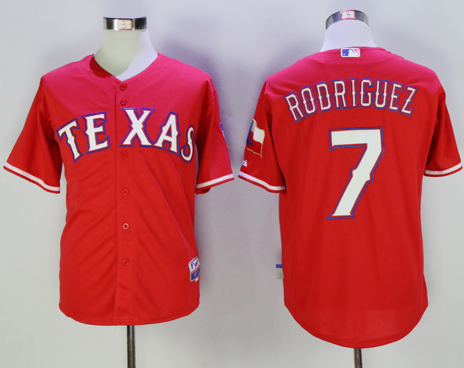 Rangers 7 Ivan Rodriguez Red Cool Base Jersey