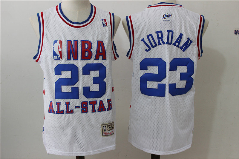 1991 All Star Wizards 23 Michael Jordan White Hardwood Classics Jersey