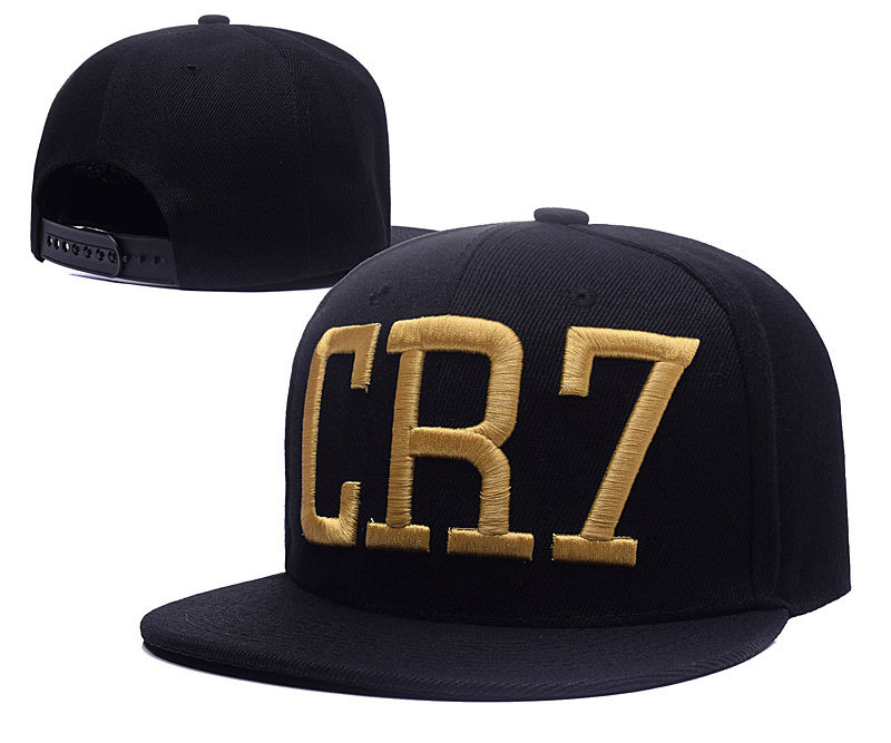 CR7 Gold Logo Black Fashion Adjustable Hat LH