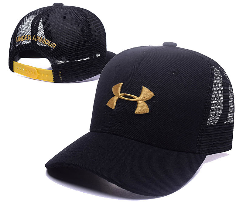 Under Armour Gold Logo Black Sports Adjustable Hat LH