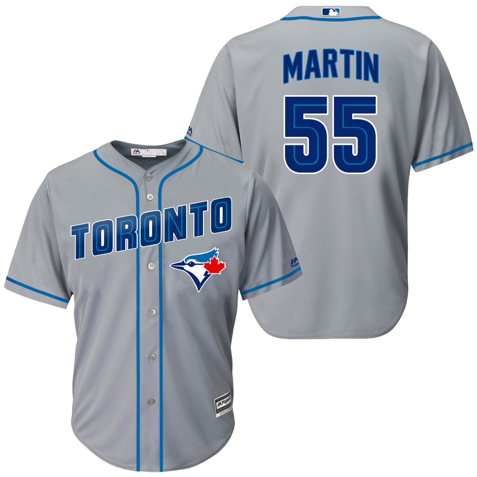 Blue Jays 55 Russell Martin Grey New Cool Base Jersey