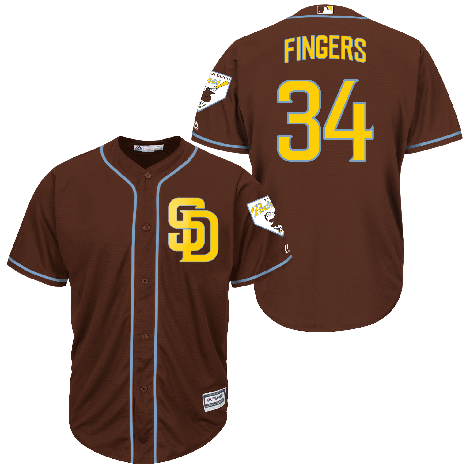 Padres 34 Rollie Fingers Brown New Cool Base Jersey