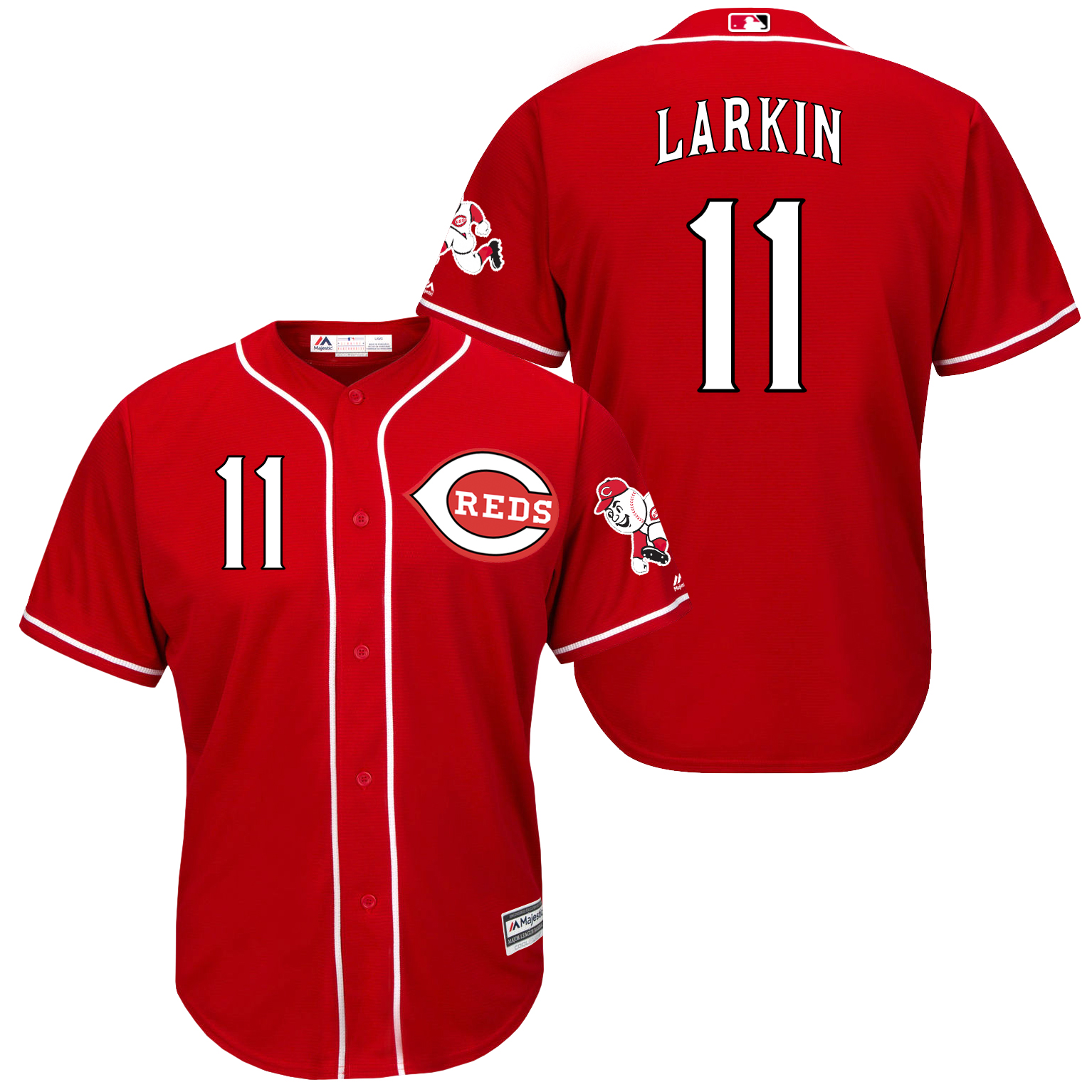 Reds 11 Barry Larkin Red New Cool Base Jersey