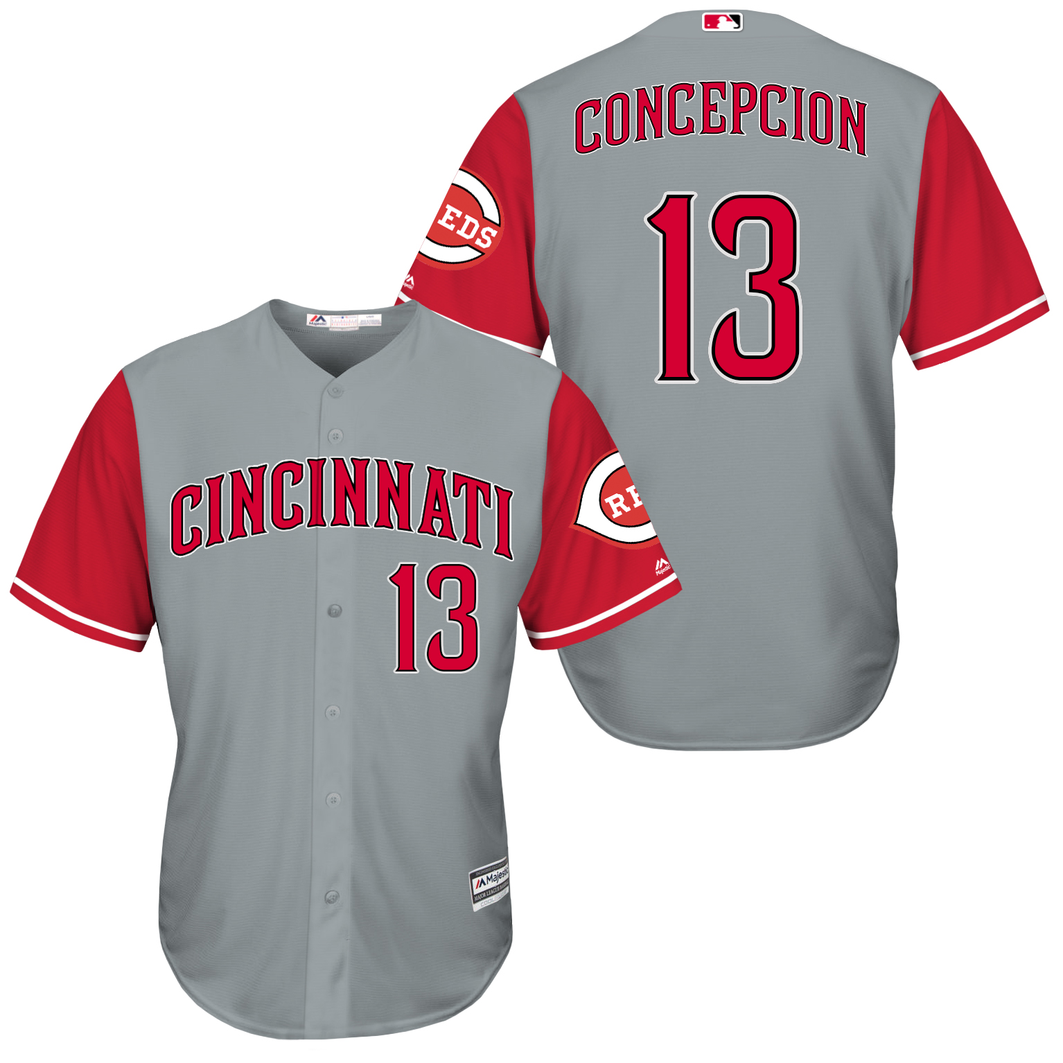 Reds 13 Dave Concepcion Grey New Cool Base Jersey