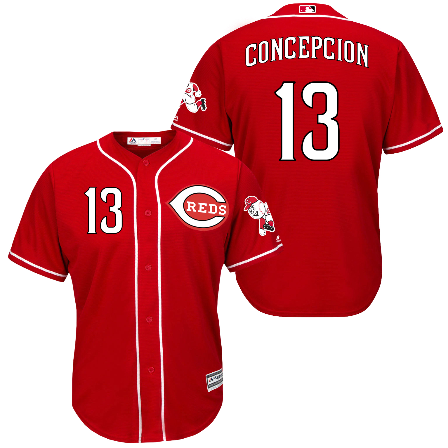 Reds 13 Dave Concepcion Red New Cool Base Jersey