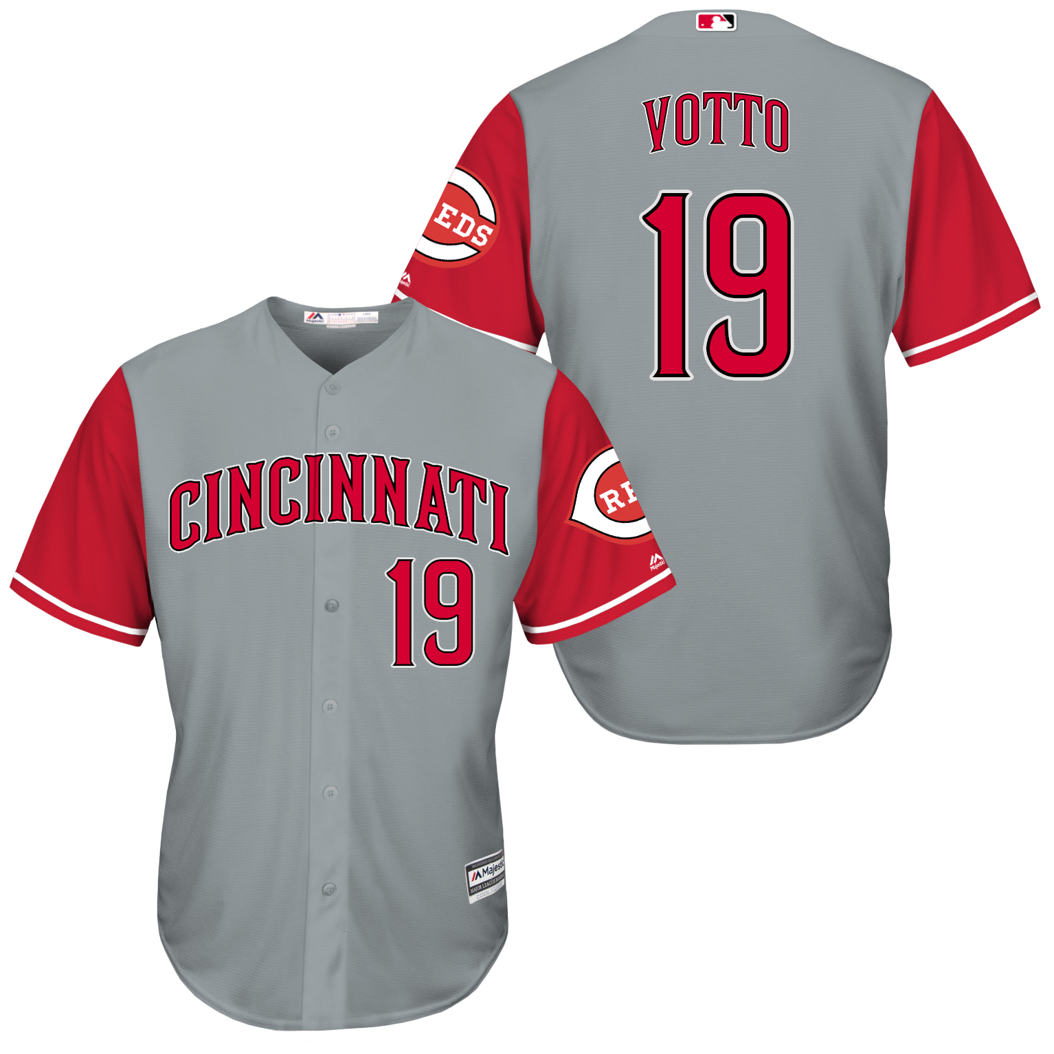 Reds 19 Joey Votto Grey New Cool Base Jersey